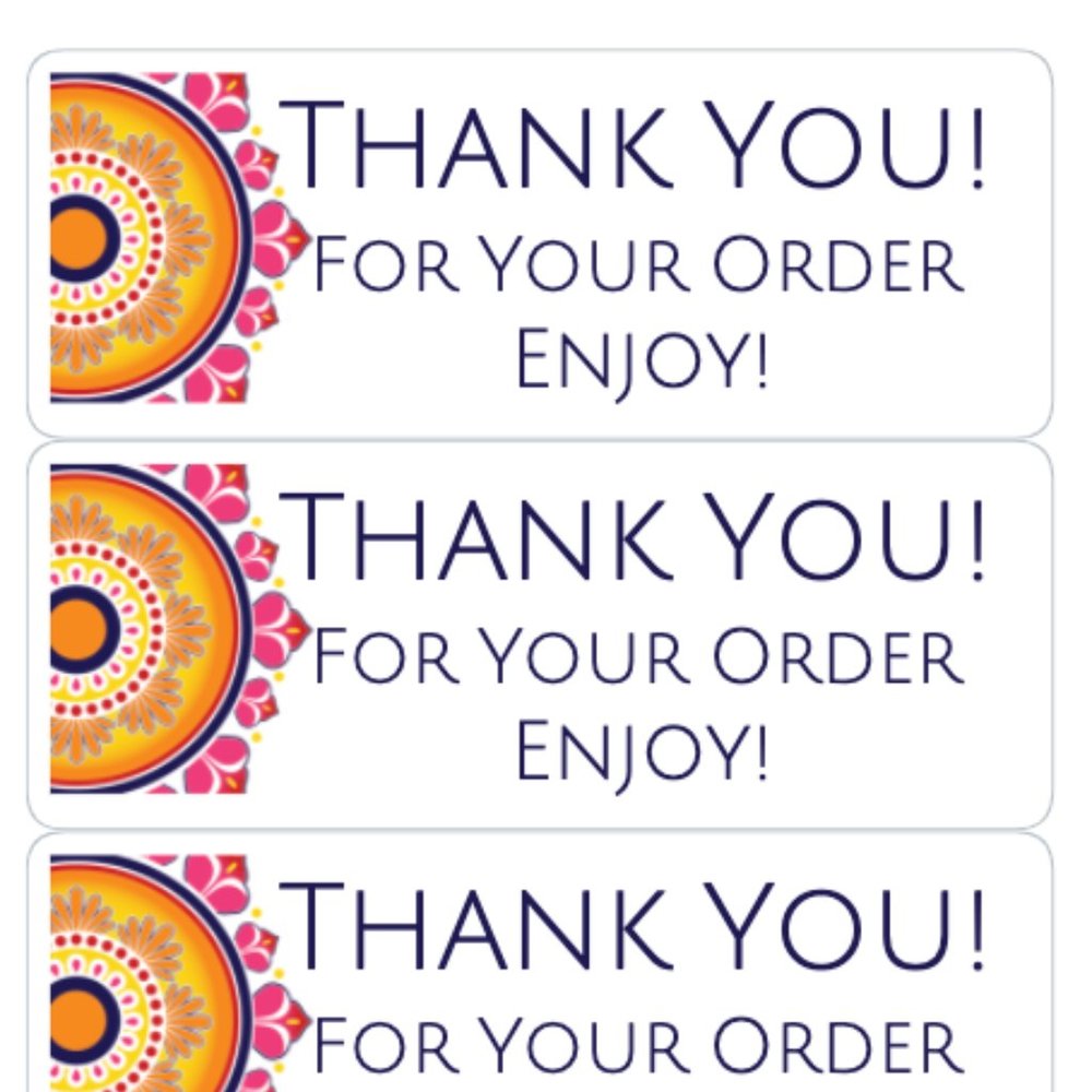 90 Thank You For Your Order Purchase Label Sticker